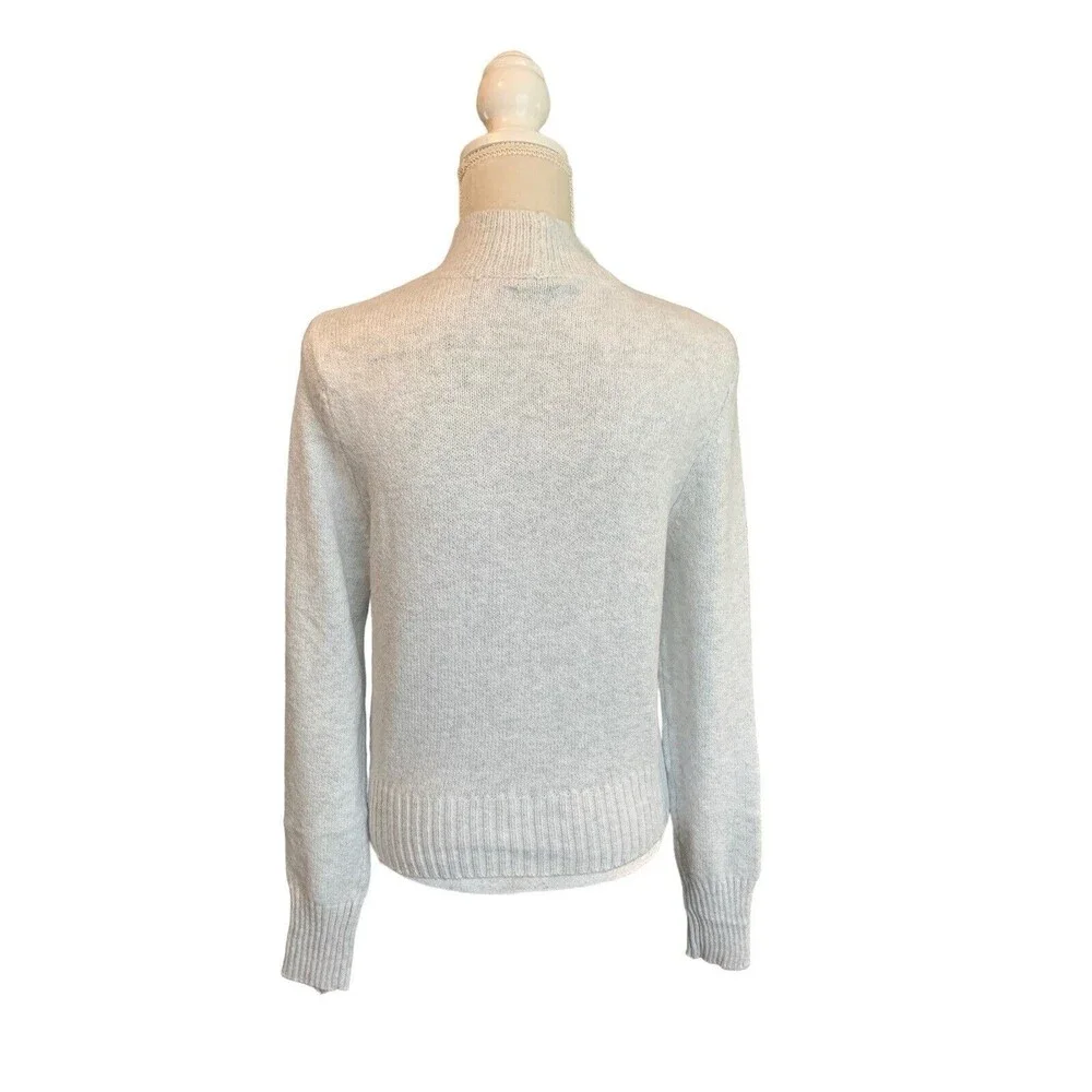 New! American Eagle Smiley  Mockneck Sweater gray Marled Blue Red Logo Women's M